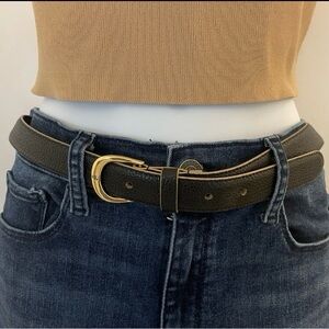 Lauren Ralph Lauren Black/Tan Belt with Gold Buckle M
